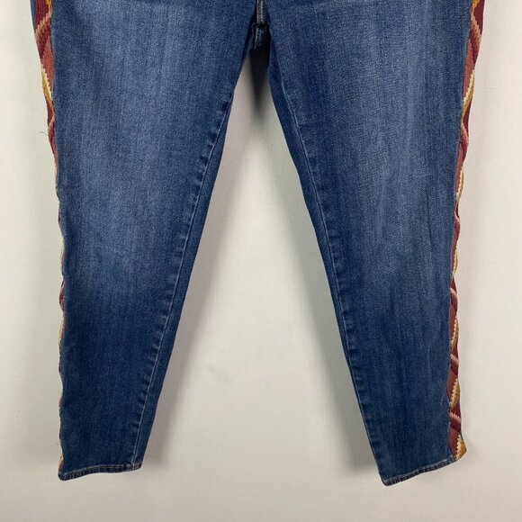 Driftwood Jackie Skinny Ankle Jeans Womens 31 Embroidered Aztec Side Stripe - Picture 3 of 10
